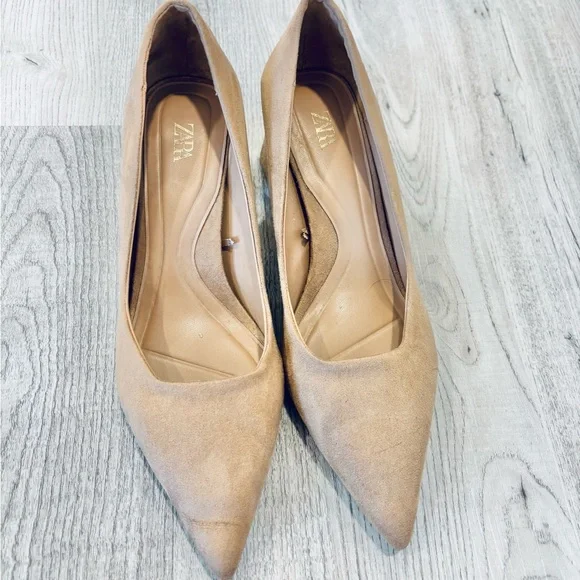 Zara Gold Block Heel High Heel Pumps Size 36 - Picture 4 of 6